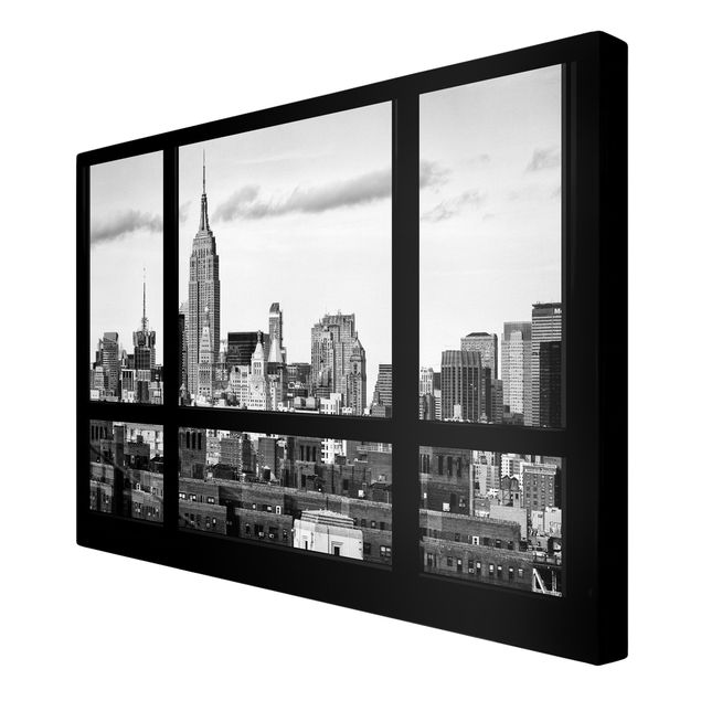 Obrazy na płótnie Nowy Jork Widok z okna na panoramę Nowego Jorku czarny biały