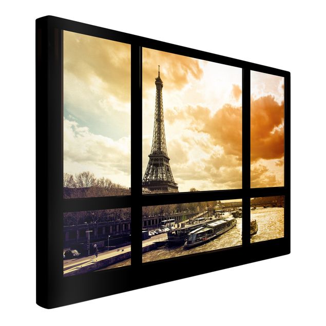 Obrazy paryża Widok z okna - Paryż Wieża Eiffla Zachód słońca