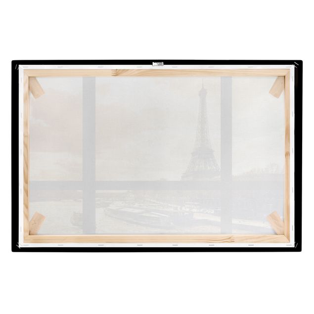 Architektura obrazy Widok z okna - Paryż Wieża Eiffla Zachód słońca