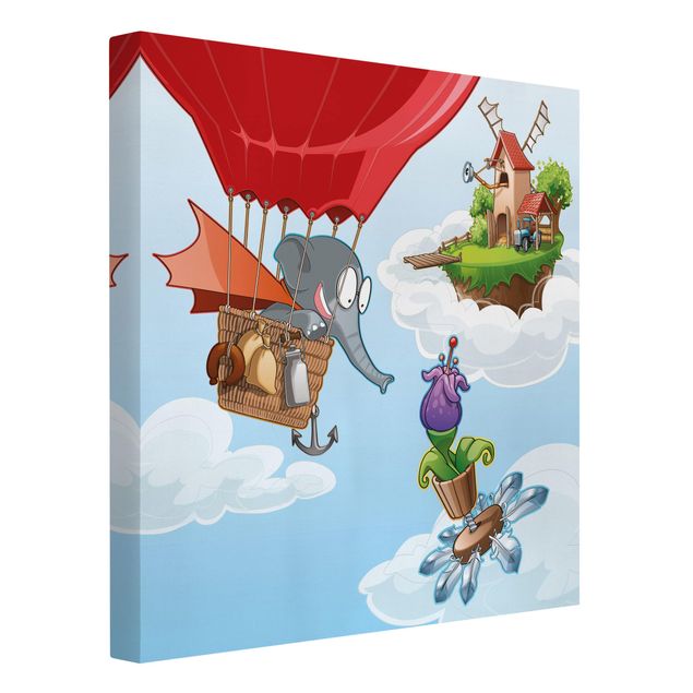 Obrazy ze zwierzętami Flying Farm Elephant in the Clouds (Latająca farma - słoń w chmurach)