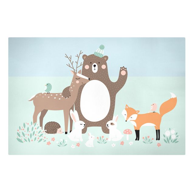 Obrazy na płótnie zwierzęta Leśni przyjaciele z leśnymi zwierzętami niebieski