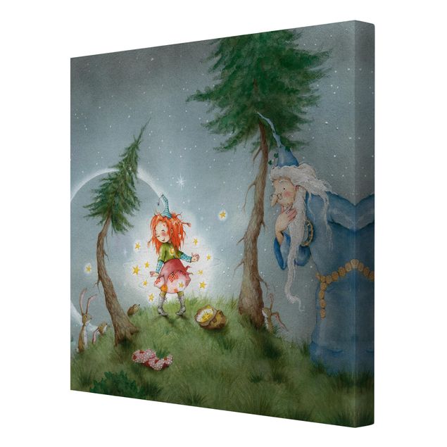Obraz na płótnie - Frida, mała leśna czarownica - Frida wypuszcza gwiazdy