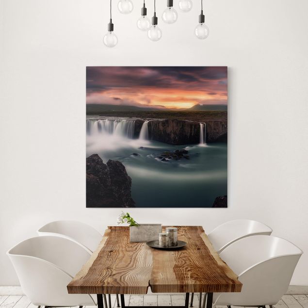 Nowoczesne obrazy do salonu Wodospad Goðafoss na Islandii