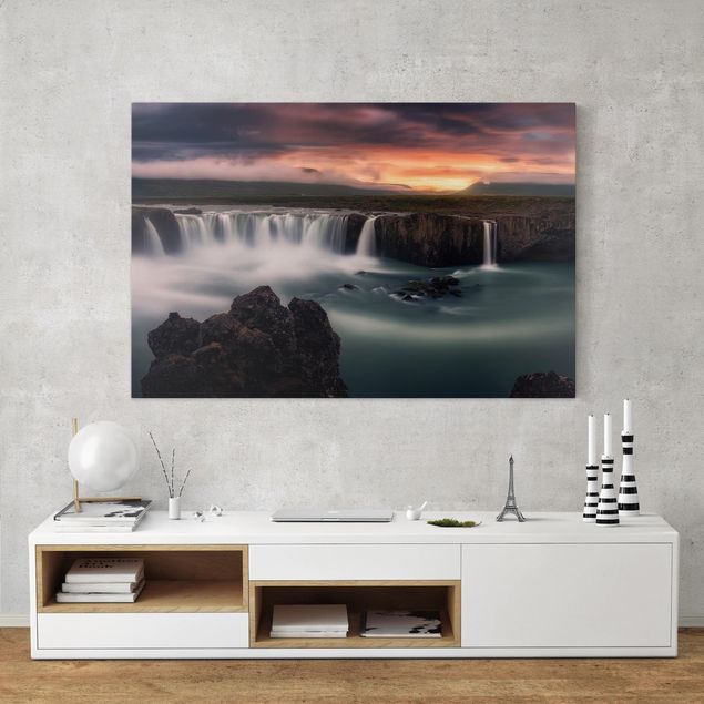 Nowoczesne obrazy do salonu Wodospad Goðafoss na Islandii