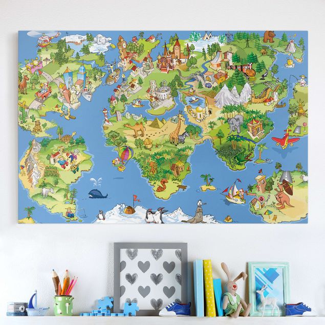 Pokój niemowlęcy Świetna i zabawna mapa świata