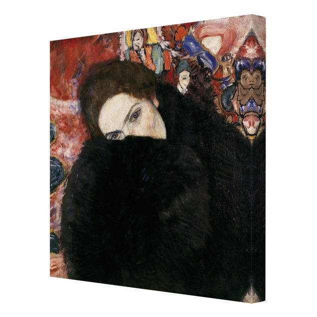 Obraz czarny Gustav Klimt - Dama z mufką