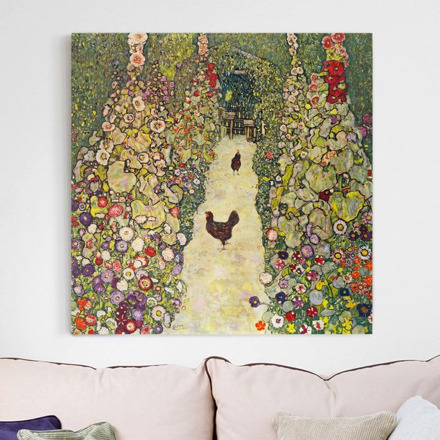 Dekoracja do kuchni Gustav Klimt - Ścieżka ogrodowa z kurczakami