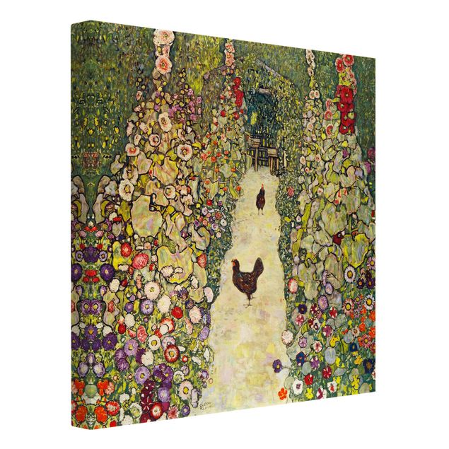 Obrazy nowoczesne Gustav Klimt - Ścieżka ogrodowa z kurczakami