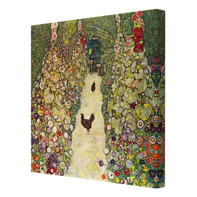 Obrazy kwiatowe Gustav Klimt - Ścieżka ogrodowa z kurczakami