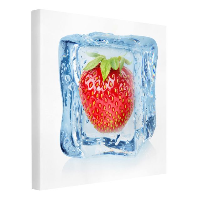 Obrazy z motywem kwiatowym Truskawka w kostce lodu