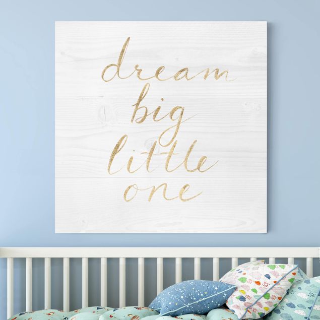 Pokój dziecięcy Ściana drewniana biała - Dream big