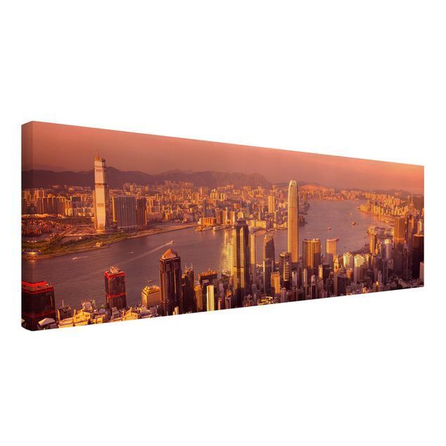 Obrazy do salonu Zachód słońca w Hongkongu