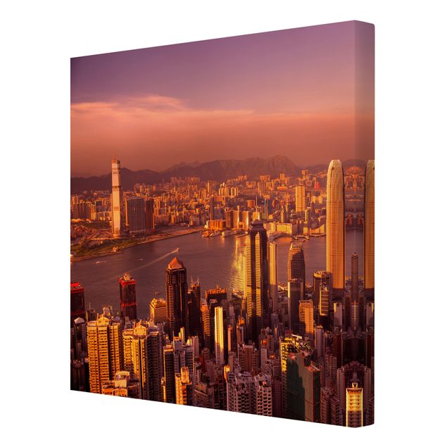 Obrazy architektura Zachód słońca w Hongkongu