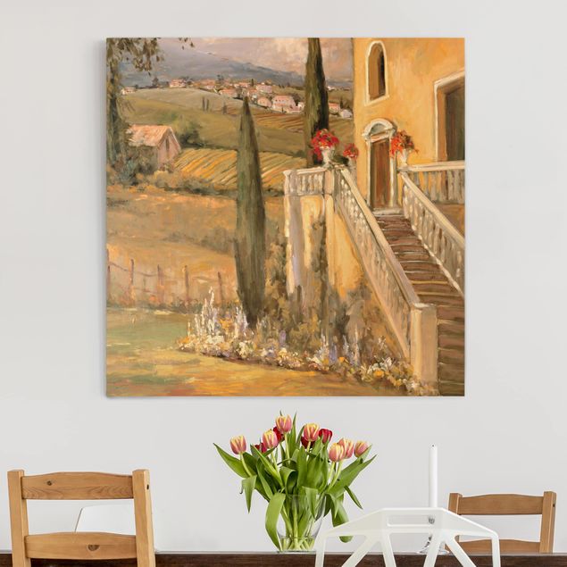 Obrazy na płótnie Włochy Krajobraz włoski - schody do domu