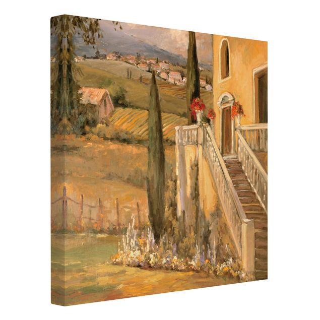 Nowoczesne obrazy Krajobraz włoski - schody do domu