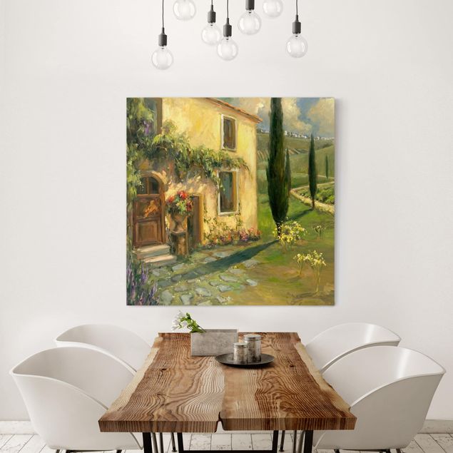 Obrazy do salonu nowoczesne Krajobraz włoski - drzewo cyprysowe