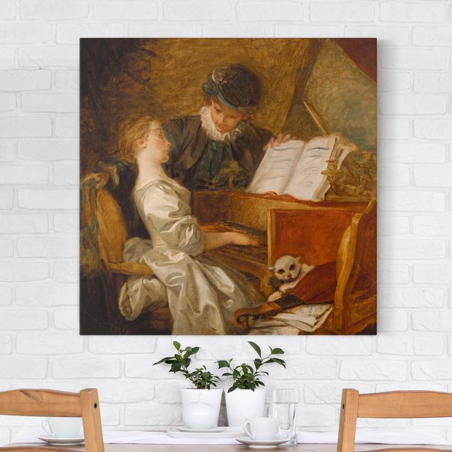 Obrazy do salonu Jean Honoré Fragonard - Lekcja gry na fortepianie