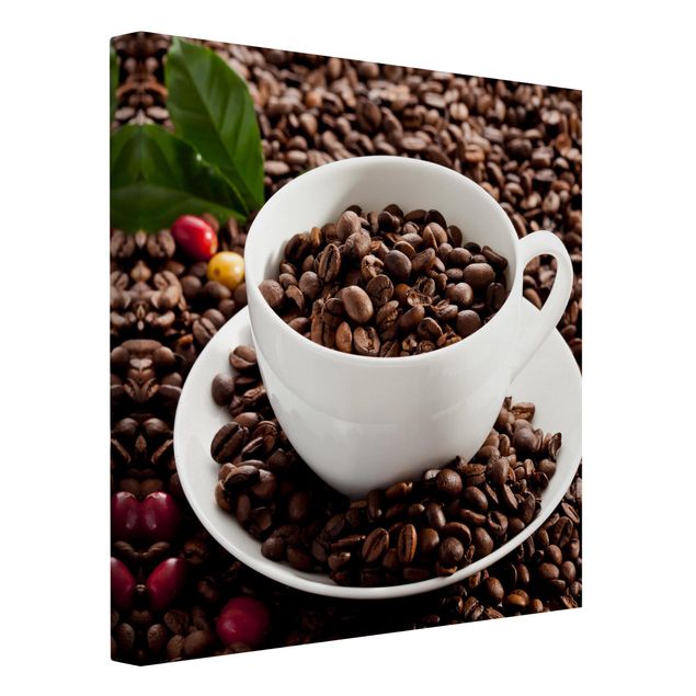 Obraz brązowy Filiżanka do kawy z palonymi ziarnami kawy
