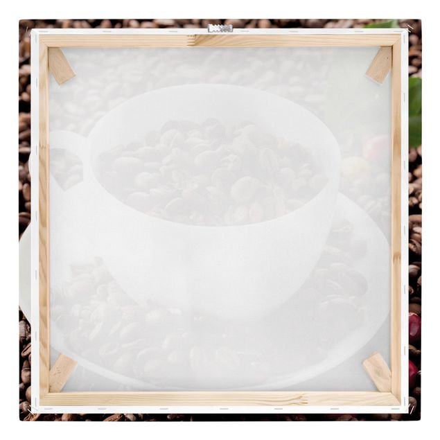 Obraz na płótnie - Filiżanka do kawy z palonymi ziarnami kawy
