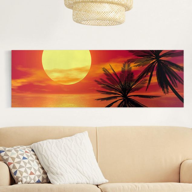 Nowoczesne obrazy do salonu Zachód słońca na Karaibach