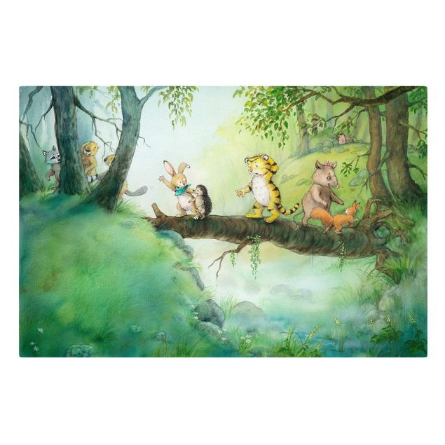 Obrazy zwierzęta Mały tygrysek - mostek na drzewie
