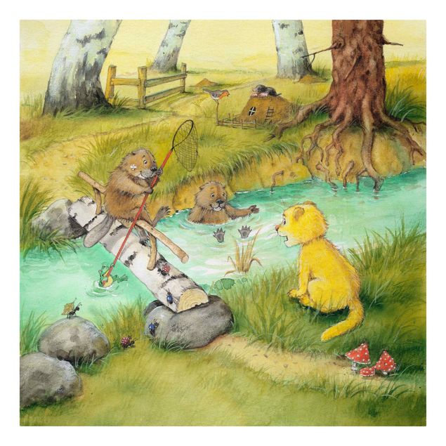 Obrazy zwierzęta Mały Tygrysek - Z bobrami