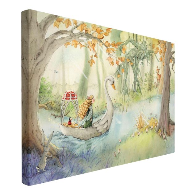 Obrazy na płótnie Lilia, mała księżniczka elfów - W łódce po łabędziu