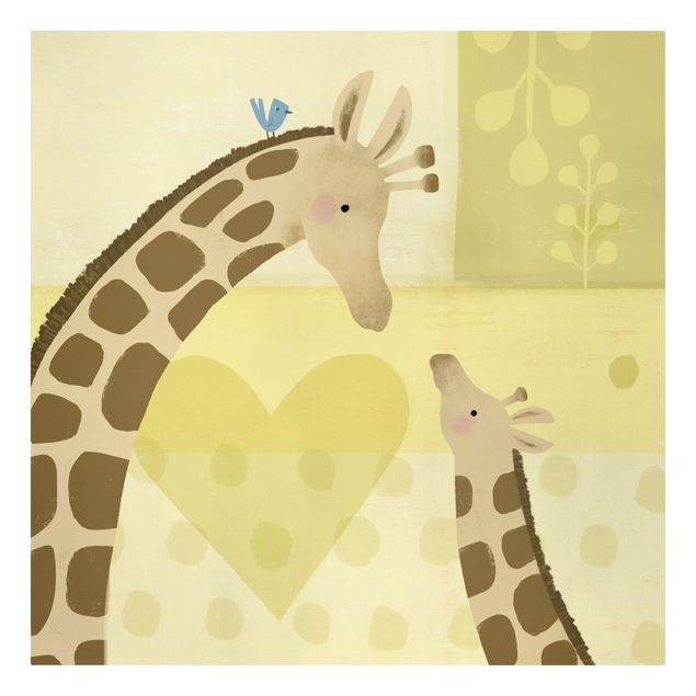 Żółty obraz Mama i ja - Żyrafy