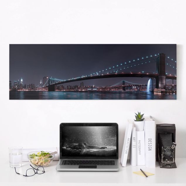 Obrazy na płótnie Ameryka Manhattan Skyline i Most Brookliński