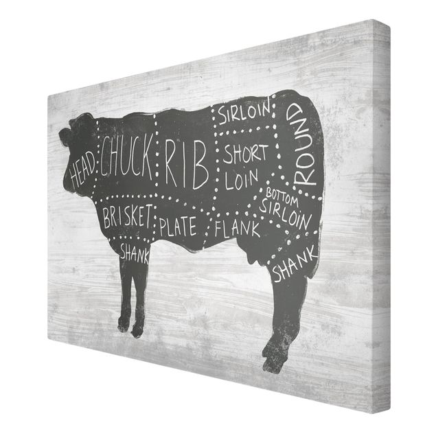 Obraz na płótnie czarno biały Płyta ekspozycyjna rzeźnika - wołowina