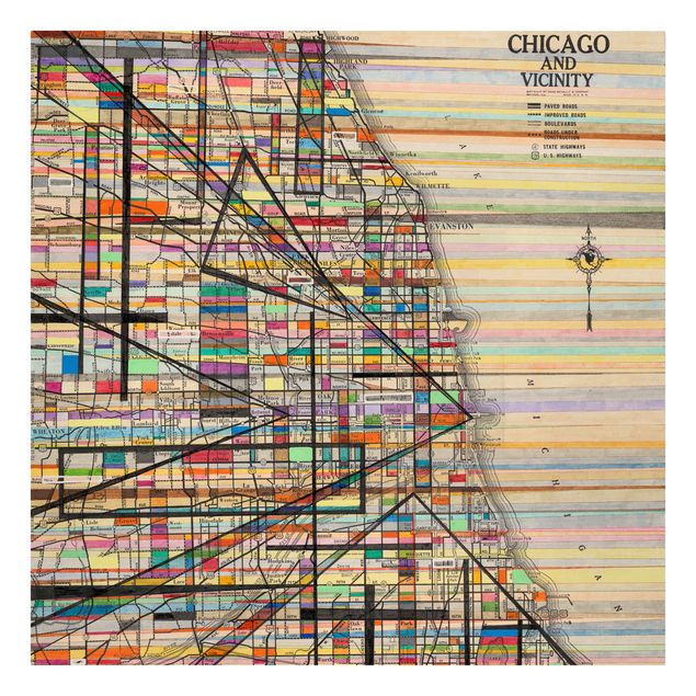 Obraz mapa świata Nowoczesna mapa Chicago