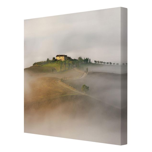 Obraz szary Poranna mgła w Toskanii