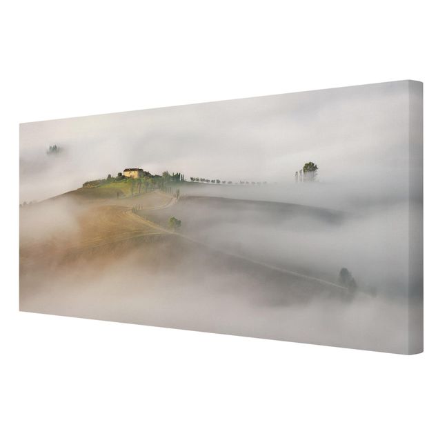 Obraz szary Poranna mgła w Toskanii