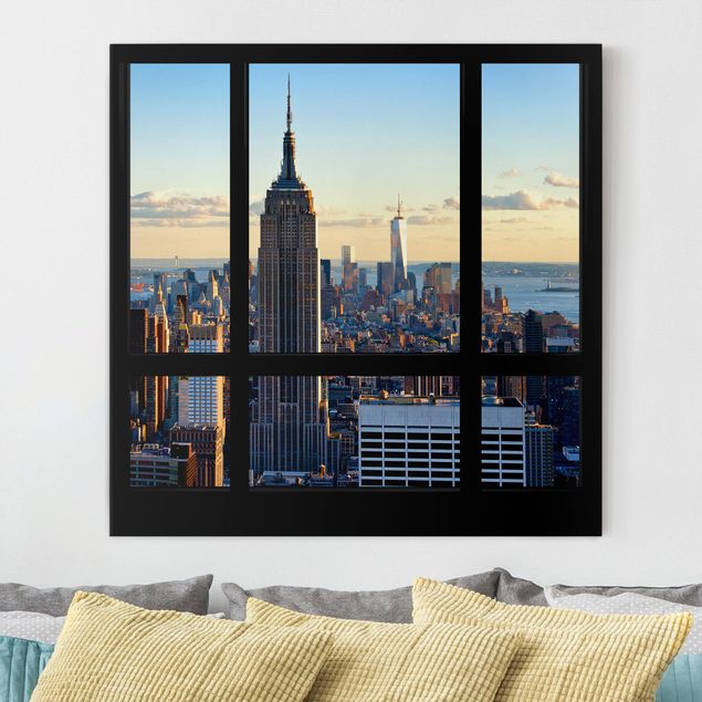 Dekoracja do kuchni Nowy Jork Widok z okna na Empire State Building