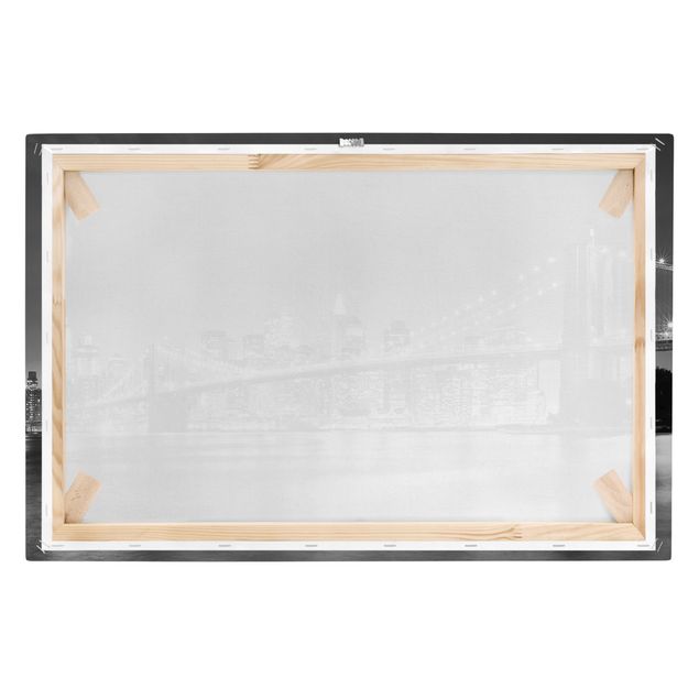 Obrazki czarno białe Most Manhattan nocą II