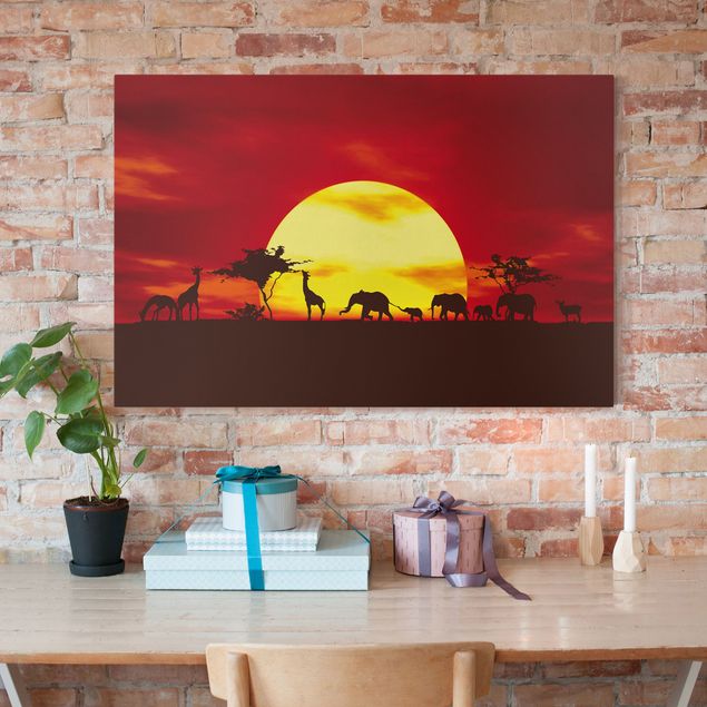 Nowoczesne obrazy do salonu Karawana o zachodzie słońca