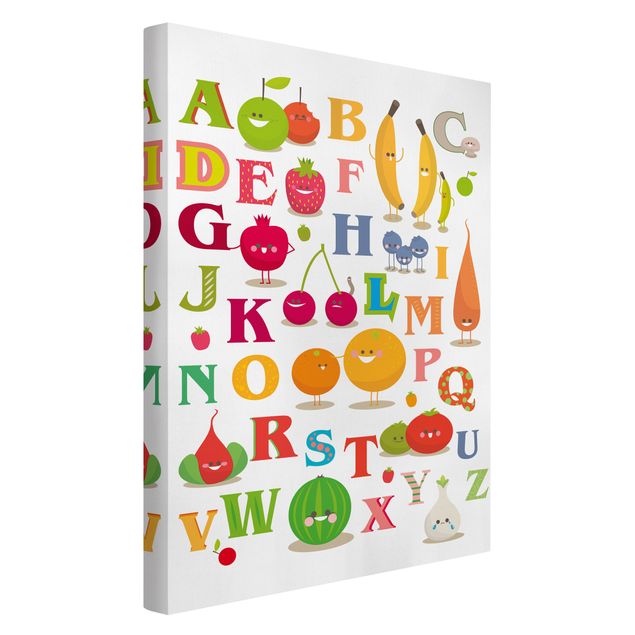 Nowoczesne obrazy Zabawny alfabet owocowo-warzywny