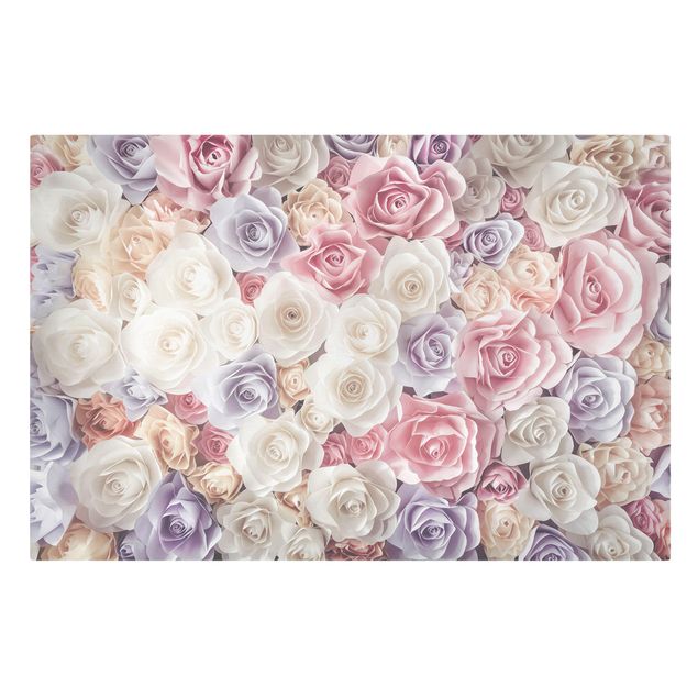Obrazy kwiatowe Pastelowe papierowe róże artystyczne