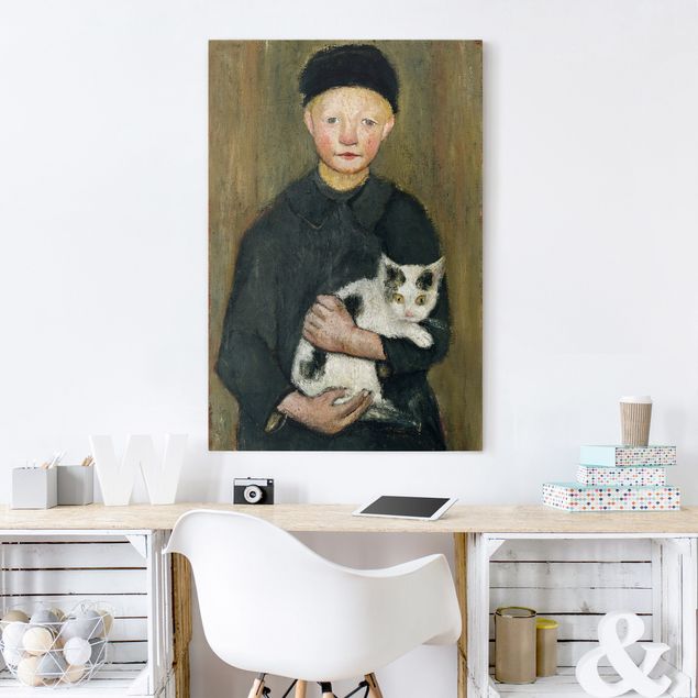 Obrazy do salonu nowoczesne Paula Modersohn-Becker - Chłopiec z kotem