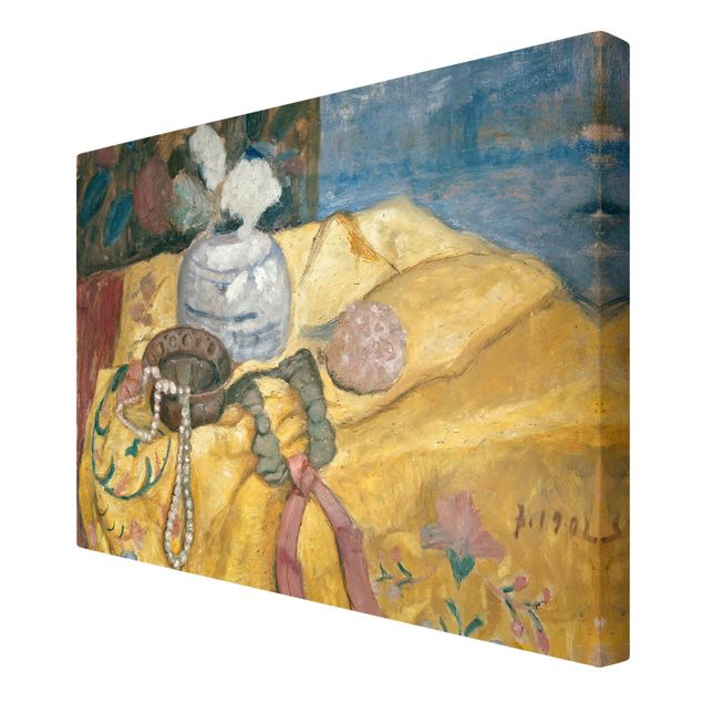 żółty obraz Paula Modersohn-Becker - Martwa natura z perłami