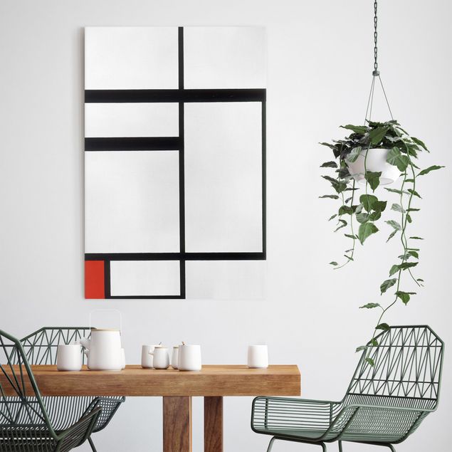Obrazy do salonu nowoczesne Piet Mondrian - Kompozycja Red czarno-biały