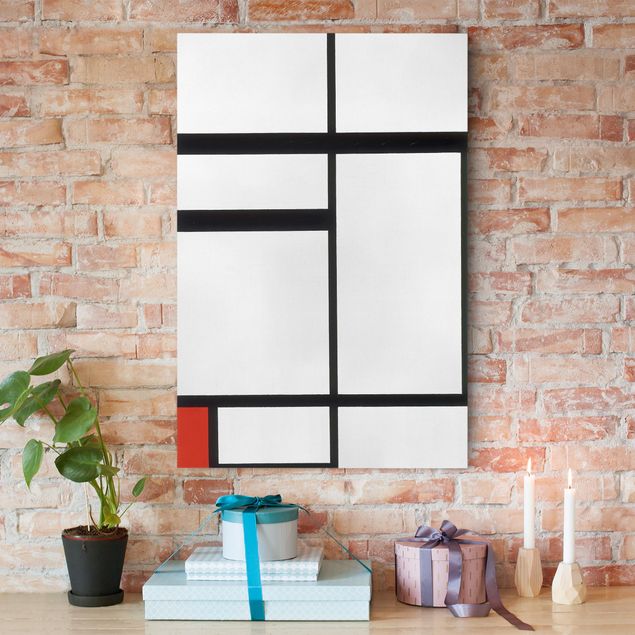 Obrazy na szkle abstrakcja Piet Mondrian - Kompozycja Red czarno-biały