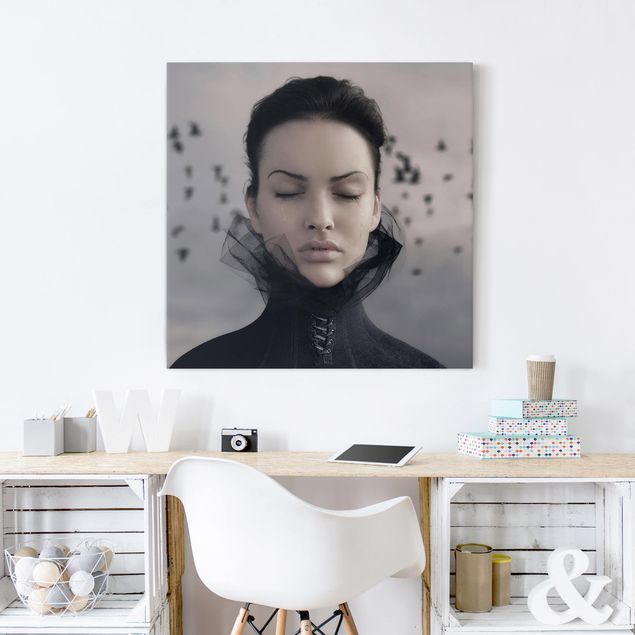 Obrazy do salonu nowoczesne Portret płaczącej kobiety