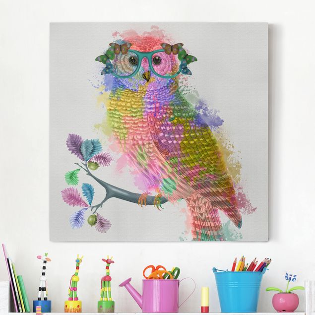 Obrazy nowoczesny Rainbow Splash Owl