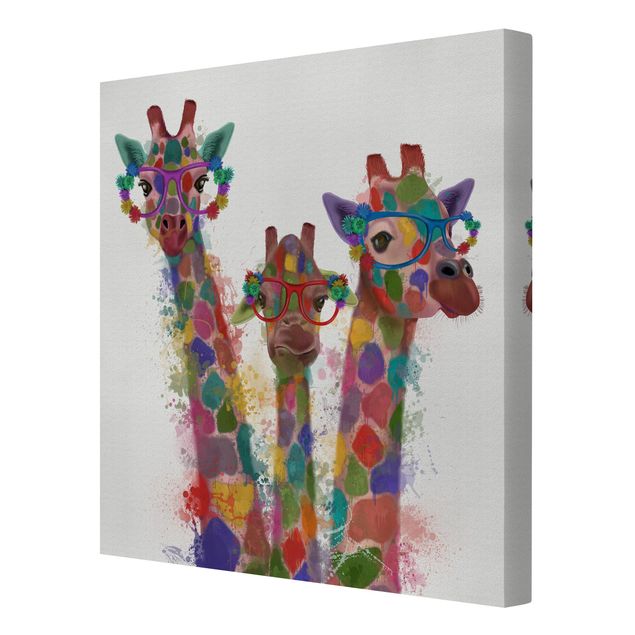 Obrazy na płótnie zwierzęta Rainbow Splash Żyrafa Trio
