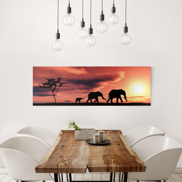 Obrazy nowoczesny Rodzina słoni w Sawannie