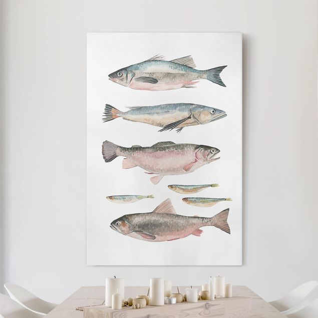 Obrazy nowoczesne Siedem rybek w akwareli I