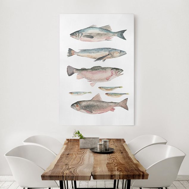 Obrazy zwierzęta Siedem rybek w akwareli I