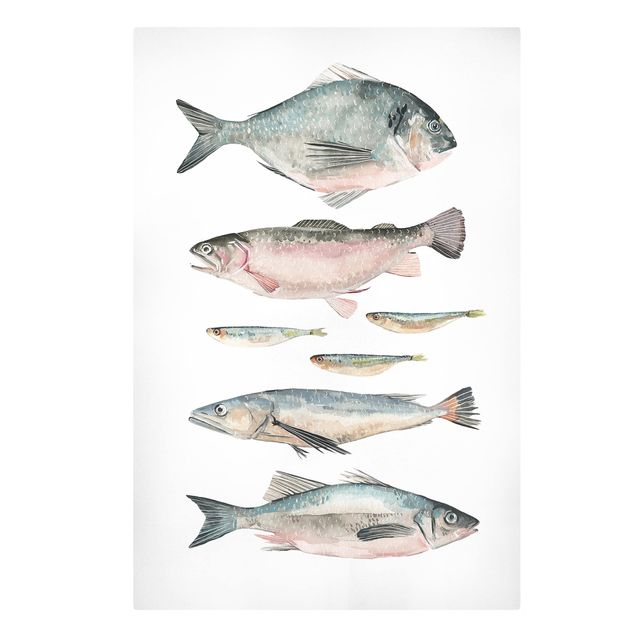 Obrazy na płótnie zwierzęta Siedem rybek w akwareli II