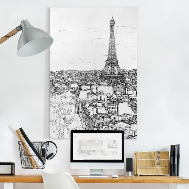 Obrazy do salonu nowoczesne Studium miasta - Paryż